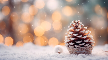 Fototapeta na wymiar Festive Christmas Pine with Snowy Delights