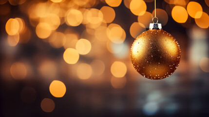 Fototapeta premium Golden Glitter Bauble in a Christmas Wonderland