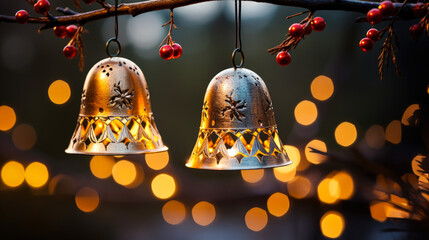 Joyful Festive Sprig and Bells: A Christmas Greeting
