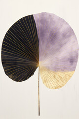 Fan shaped leaf in purple gold and black