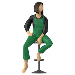 의자에 앉아있는 여자 캐릭터 Girl Charater Sitting on a Chair