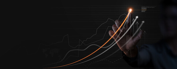 Businessman analyzing company financial balance sheet working with digital virtual graphics  ghaph...