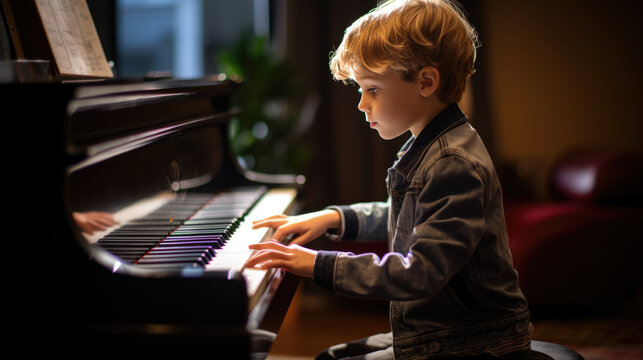Little boy playing the piano