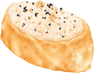 Japanese food inari sushi Watercolor Paintings.