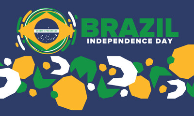 Brazil Independence Day. National happy holiday. Freedom day design. Celebrate annual in September 7. Brazil flag. Patriotic Brazilian vector illustration. Poster, template and background