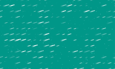 Seamless background pattern of evenly spaced white comet symbols of different sizes and opacity. Vector illustration on teal background with stars