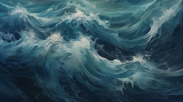 ocean depths print in the style of loose brushwork.Generative AI