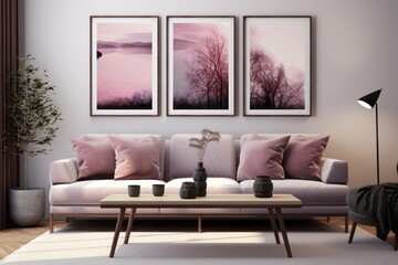 Fototapeta na wymiar Scandinavian inspired living room 
