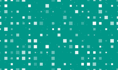 Seamless background pattern of evenly spaced white rectangles of different sizes and opacity. Vector illustration on teal background with stars