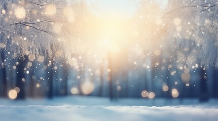 Fototapeta na wymiar Photo of a snowy winter landscape with falling snowflakes