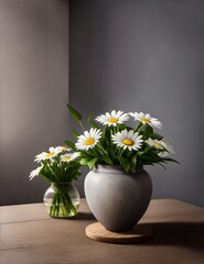 a beautifully arranged still life composition, with a vase of white flowers as the focal point. 