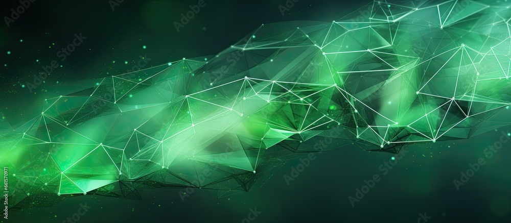 Poster hi tech and future concept depicted in ai rendering with green polygonal lines and triangles on an a