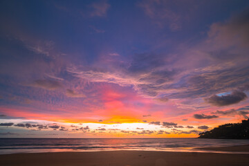 amazing pink sky in Dramatic Sunset..dramatic sky with colorful pink cloudscape.amazing pink sunset Gradient color colorful sky in bright sunset background.