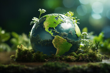Obraz na płótnie Canvas World with the concept of ESG ,green energy for world environment day.