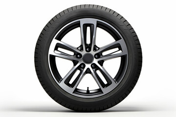 Obraz premium Wheel on white background with shadow on the ground.