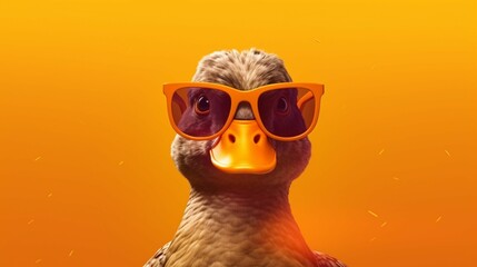 Generative AI illustration of stylish funny duck with.Generative AI