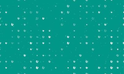 Seamless background pattern of evenly spaced white squirrel symbols of different sizes and opacity. Vector illustration on teal background with stars