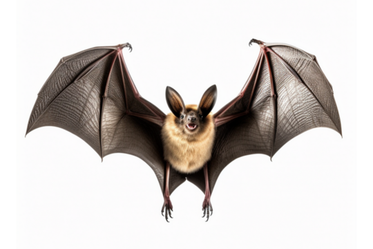 brown bat flying, isolated on transparent background 
