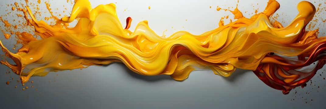 yellow and orange splash forming beautiful swirls isolated on white background