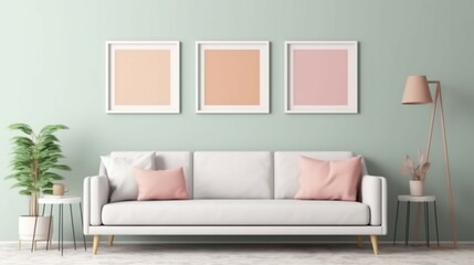 Realistic Mock up of a pastel color pallet minimalist.Generative AI