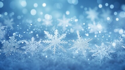 Fototapeta na wymiar Photo of a blue background with snowflakes