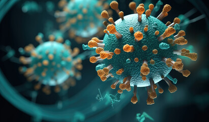  abstract virus and cell science concept. - obrazy, fototapety, plakaty