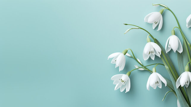 spring snowdrop flowers with copy space