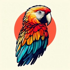 Obraz premium parrot portrait against orange background