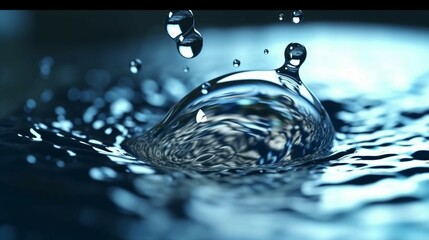 World water day.Realistic drop of water falling.Generative AI - obrazy, fototapety, plakaty