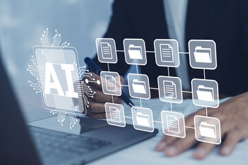 AI document Management System DMS Folder, File data management or data transfer backup technology.