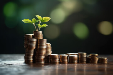 Coin stacks with the growing of tree