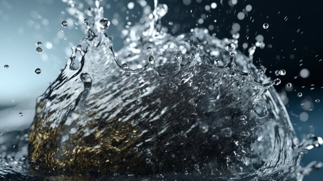 Water splash close up Sony lens.Generative AI