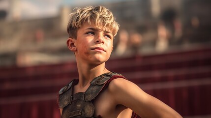 Child Gladiator of the Roman Arena - generative ai