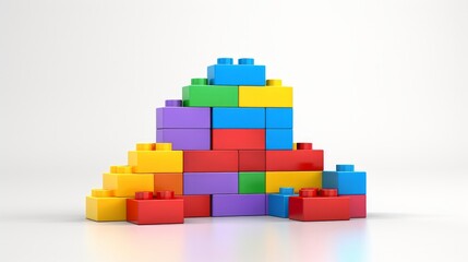 Fototapeta premium Vibrantly colored toy bricks with available space for your content, presented through 3D rendering