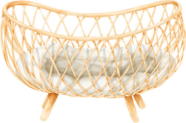 Obraz premium Watercolor Baby Bassinet