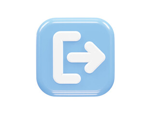 Exit icon logout 3d illustration rendering transparent