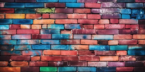 AI Generated. AI Generative. Bright color brick wall decoration texture background template. Can be used for graphic purpose