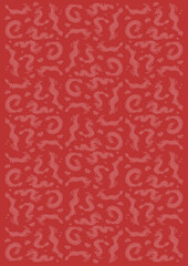 かわいい龍の赤色模様イラスト