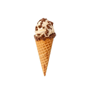 chocolate cone ice cream on isolated transparent  background generative ai