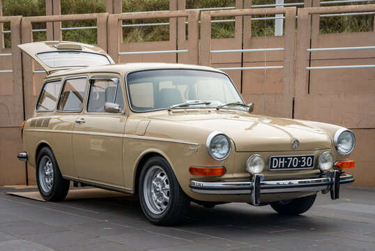 Scheveningen, The Netherlands, 14.05.2023, Retro Volkswagen 1600 Type 3 Variant from 1970 in beige colour at The Aircooled classic car show