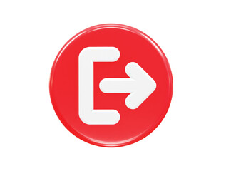 Exit icon logout 3d illustration rendering transparent