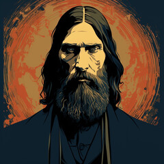 Imaginary Portrait of Rasputin, Russian sorcerer, ia generated