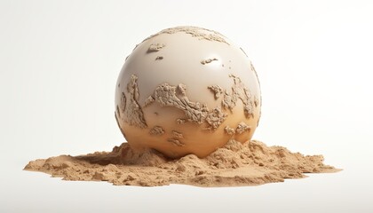 Globe of a desert planet, drought, global warming, plastic waste, ecology, nature suffering from...
