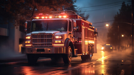 Fototapeta na wymiar Fire truck rushing to scene of emergency ,generative ai