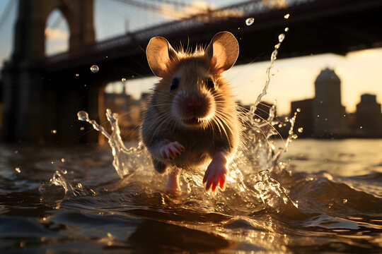 rat in water