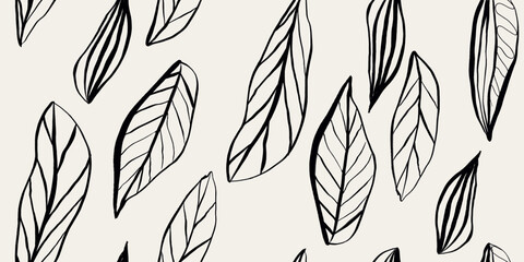 Leaves pattern illustration floral graphic seamless pattern.
