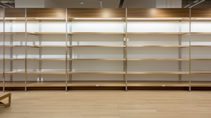 A sight to behold for the shopper's dismay: Empty shelves in a retail store awaiting restocking