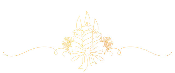 christmas candle golden line art style. christmas elements