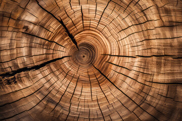 Close up of tree trunk with circular cut in the center.