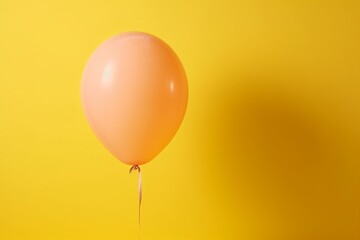 Joyful yellow balloon against pastel backdrop, ready for creative space. Generative AI